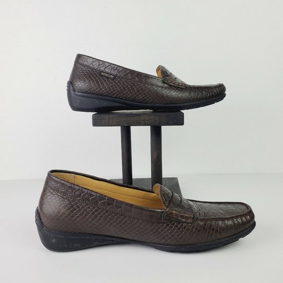 Mephisto Cool Air Women's Brown Embossed Leather Comfort Heel Penny Loafer Sz 9 - Picture 2 of 10